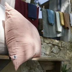 Taie D'Oreiller, Traversin|EMINZA Taie d'oreiller carrée gaze de coton (60 x 60 cm) Gaïa Boho Jaune safran