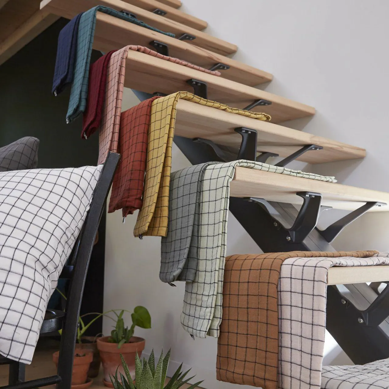 Taie D'Oreiller, Traversin|EMINZA Taie d'oreiller carrée gaze de coton (60 x 60 cm) Gaïa Mix Gris nuage Gris clair