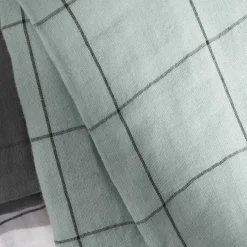 Taie D'Oreiller, Traversin|EMINZA Taie d'oreiller carrée gaze de coton (60 x 60 cm) Gaïa Match Vert Eucalyptus