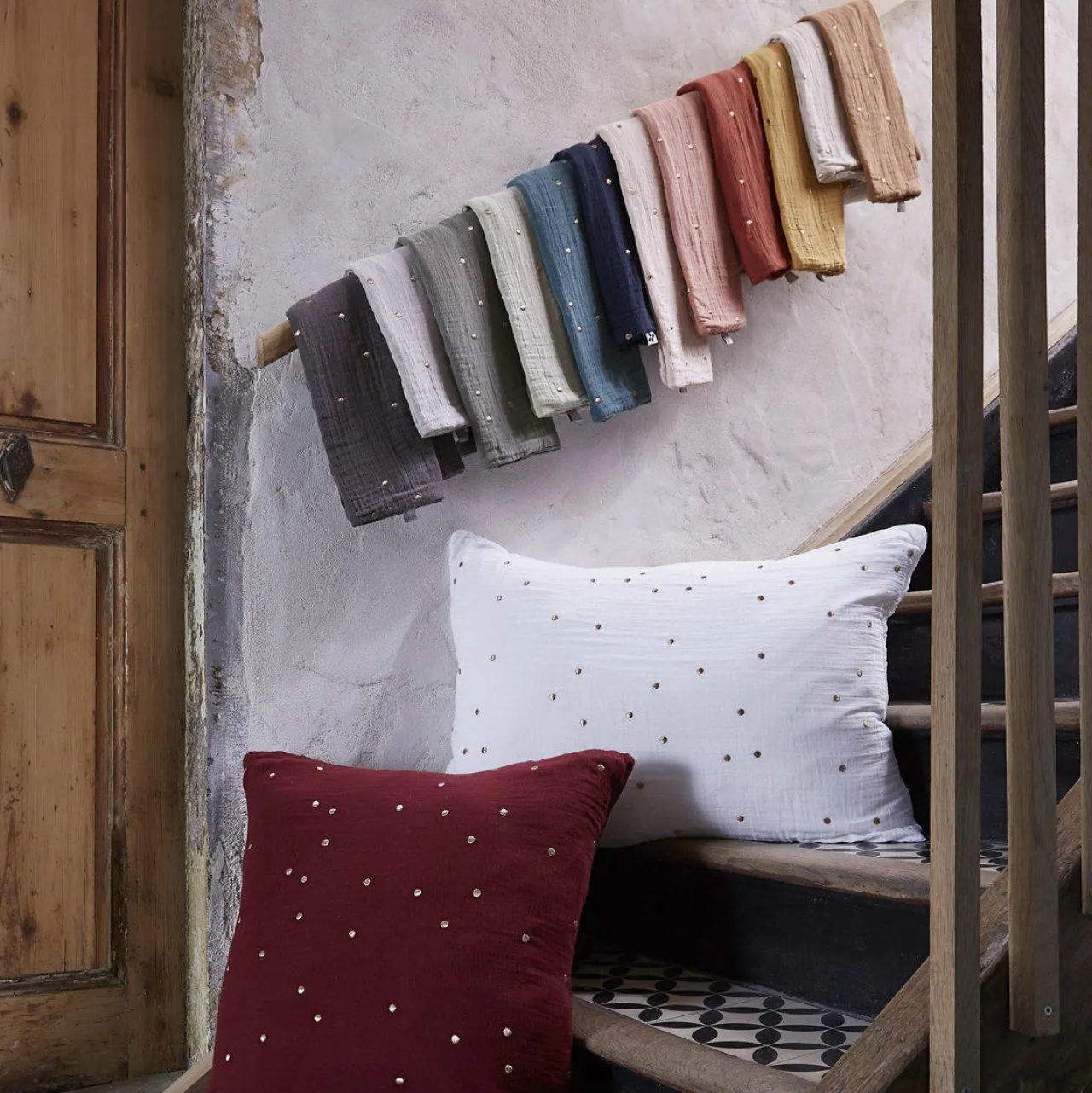 Taie D'Oreiller, Traversin|EMINZA Taie d'oreiller carrée gaze de coton (60 x 60 cm) Gaïa Chic Terracotta