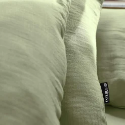 Taie D'Oreiller, Traversin|EMINZA Taie d'oreiller carrée gaze de coton (80 x 80 cm) Gaïa Vert tilleul