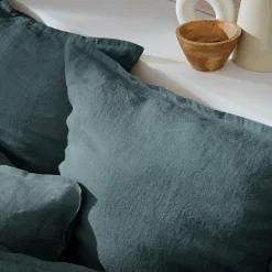 Taie D'Oreiller, Traversin|EMINZA Taie d'oreiller carrée lin lavé (60 x 60 cm) Louise Gris ardoise