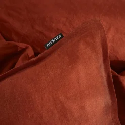 Taie D'Oreiller, Traversin|EMINZA Taie d'oreiller carrée lin lavé (80 x 80 cm) Louise Terracotta