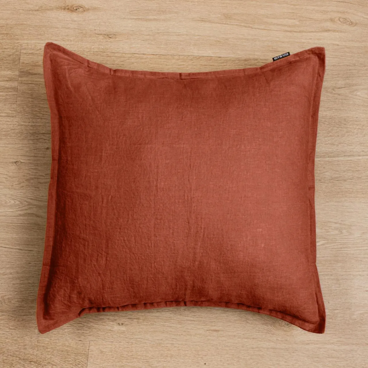 Taie D'Oreiller, Traversin|EMINZA Taie d'oreiller carrée lin lavé (60 x 60 cm) Louise Terracotta