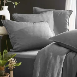 Taie D'Oreiller, Traversin|EMINZA Taie d'oreiller carrée lyocell Tencel™ lavé (63 x 63 cm) Olivia granit Gris