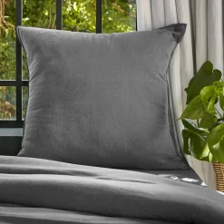 Taie D'Oreiller, Traversin|EMINZA Taie d'oreiller carrée lyocell Tencel™ lavé (80 x 80 cm) Olivia granit Gris
