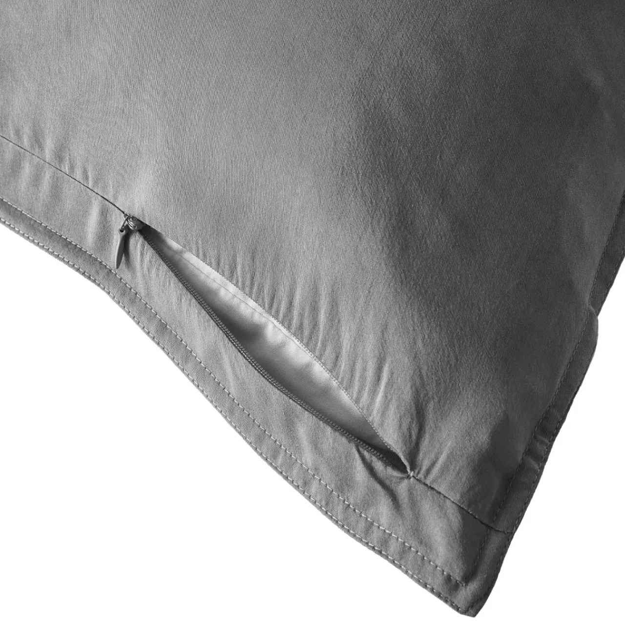 Taie D'Oreiller, Traversin|EMINZA Taie d'oreiller carrée lyocell Tencel™ lavé (80 x 80 cm) Olivia granit Gris