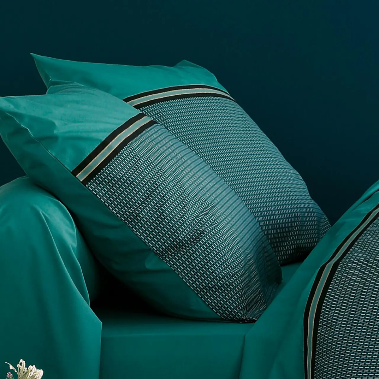 Taie D'Oreiller, Traversin|TRADI LINGE Taie d'oreiller carrée percale de coton (65 x 65 cm) Gustav émeraude Vert