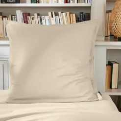 Taie D'Oreiller, Traversin|EMINZA Taie d'oreiller carrée percale de coton (80 x 80 cm) Cali Beige