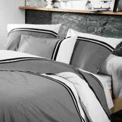 Taie D'Oreiller, Traversin|TRADI LINGE Taie d'oreiller carrée percale de coton Smoking e Gris