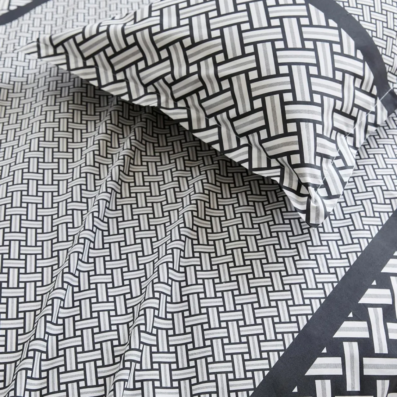 Taie D'Oreiller, Traversin|TRADILINGE Taie d'oreiller carrée percale de coton (65 x 65 cm) Riviera e Gris