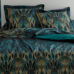 Taie D'Oreiller, Traversin|TRADILINGE Taie d'oreiller carrée percale de coton Escale Vert émeraude