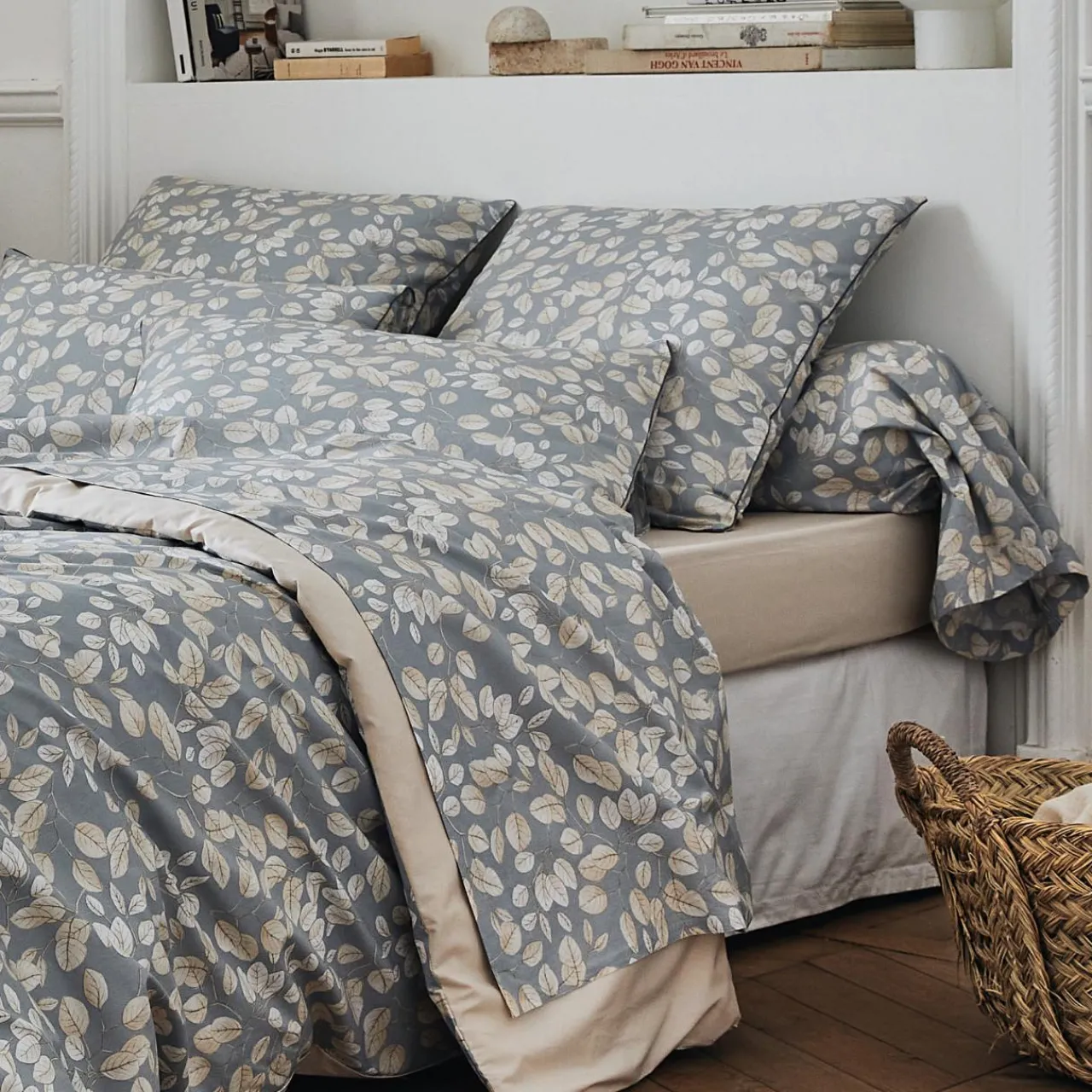 Taie D'Oreiller, Traversin|TRADILINGE Taie d'oreiller carrée percale de coton (65 x 65 cm) Lison e Gris