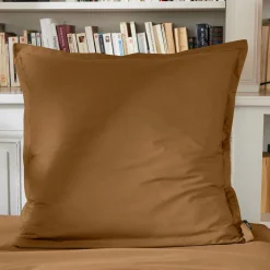 Taie D'Oreiller, Traversin|EMINZA Taie d'oreiller carrée percale de coton (65 x 65 cm) Cali Camel