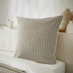 Taie D'Oreiller, Traversin|EMINZA Taie d'oreiller carrée réversible coton texturé et percale (60 x 60 cm) Alice Ecru