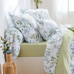 Taie D'Oreiller, Traversin|TRADILINGE Taie d'oreiller carrée satin de coton (65 x 65 cm) Angèle Vert tilleul