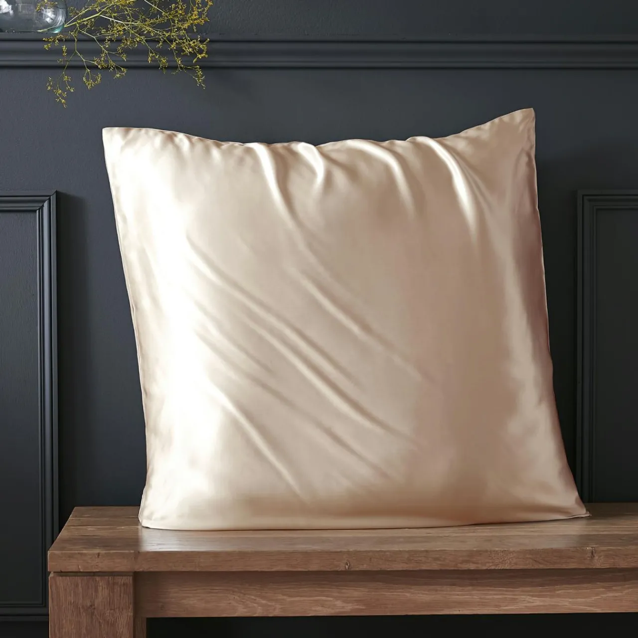 Taie D'Oreiller, Traversin|EMINZA Taie d'oreiller carrée soie de mûrier (80 x 80 cm) Mizuki pampa Beige