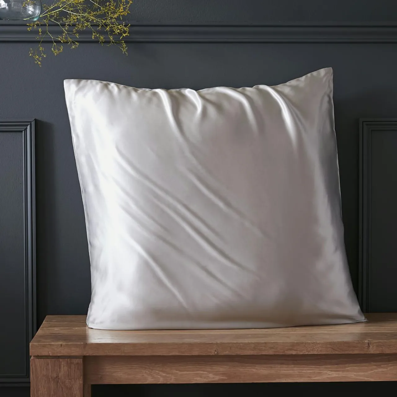 Taie D'Oreiller, Traversin|EMINZA Taie d'oreiller carrée soie de mûrier (80 x 80 cm) Mizuki Gris clair