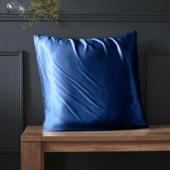 Taie D'Oreiller, Traversin|EMINZA Taie d'oreiller carrée soie de mûrier (63 x 63 cm) Mizuki Bleu marine