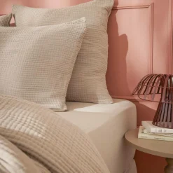 Taie D'Oreiller, Traversin|EMINZA Taie d'oreiller quadruple gaze de coton (50 x 80 cm) Victoria x Gaïa Ficelle