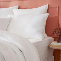 Taie D'Oreiller, Traversin|EMINZA Taie d'oreiller quadruple gaze de coton (50 x 70 cm) Victoria x Gaïa chantilly Blanc