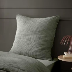Taie D'Oreiller, Traversin|EMINZA Taie d'oreiller quadruple gaze de coton (60 x 60 cm) Victoria x Gaïa Vert romarin