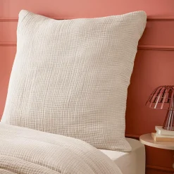 Taie D'Oreiller, Traversin|EMINZA Taie d'oreiller quadruple gaze de coton (80 x 80 cm) Victoria x Gaïa pampa Beige