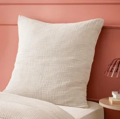 Taie D'Oreiller, Traversin|EMINZA Taie d'oreiller quadruple gaze de coton (60 x 60 cm) Victoria x Gaïa pampa Beige