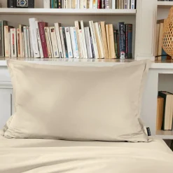 Taie D'Oreiller, Traversin|EMINZA Taie d'oreiller rectangulaire percale de coton (50 x 80 cm) Cali Beige