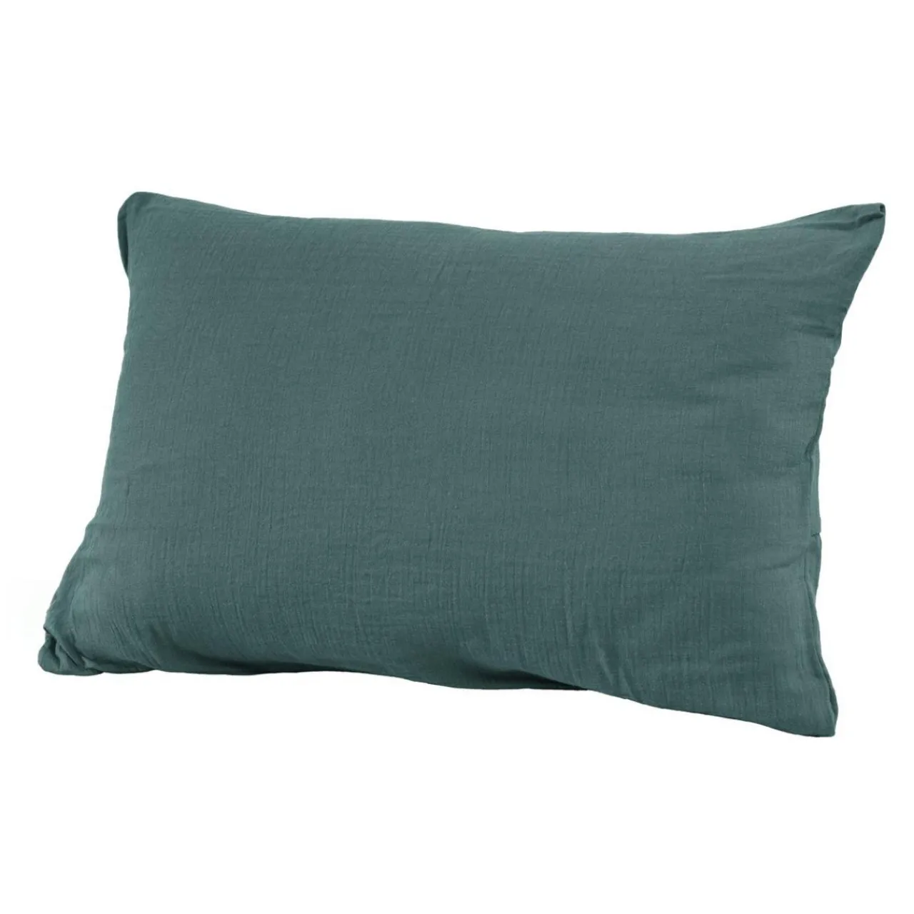 Taie D'Oreiller, Traversin|EMINZA Taie d'oreiller rectangulaire gaze de coton (50 x 80 cm) Gaïa Bleu canard