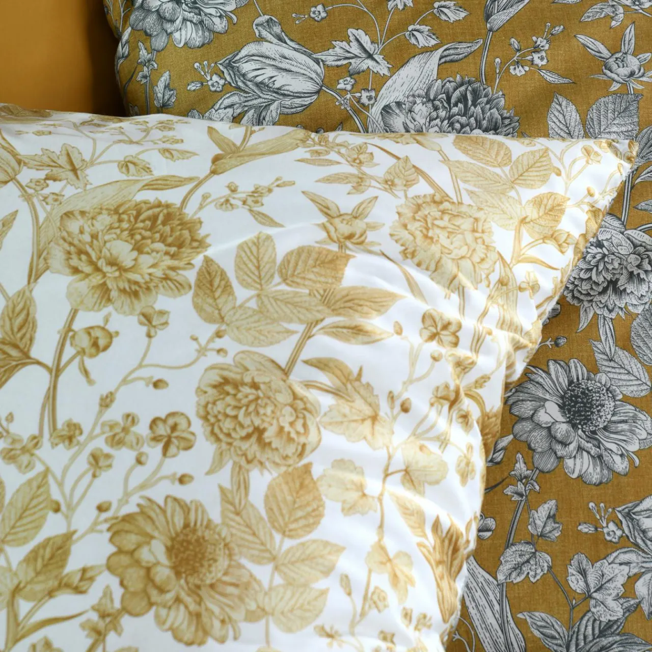 Taie D'Oreiller, Traversin|STOF Taie d'oreiller rectangulaire percale de coton (50 x 70 cm) Jacinthe Jaune moutarde