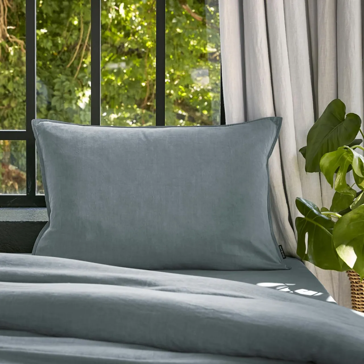 Taie D'Oreiller, Traversin|EMINZA Taie d'oreiller rectangulaire lyocell Tencel™ lavé (50 x 70 cm) Olivia stone Bleu