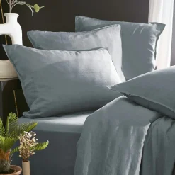 Taie D'Oreiller, Traversin|EMINZA Taie d'oreiller rectangulaire lyocell Tencel™ lavé (50 x 70 cm) Olivia stone Bleu