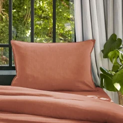 Taie D'Oreiller, Traversin|EMINZA Taie d'oreiller rectangulaire lyocell Tencel™ lavé (50 x 80 cm) Olivia Terracotta