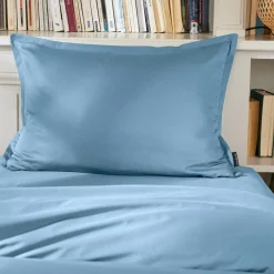 Taie D'Oreiller, Traversin|EMINZA Taie d'oreiller rectangulaire percale de coton (50 x 80 cm) Cali Bleu Ciel