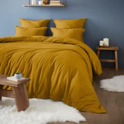 Taie D'Oreiller, Traversin|EMINZA Taie d'oreiller rectangulaire flanelle de coton (50 x 80 cm) Nina Jaune ocre