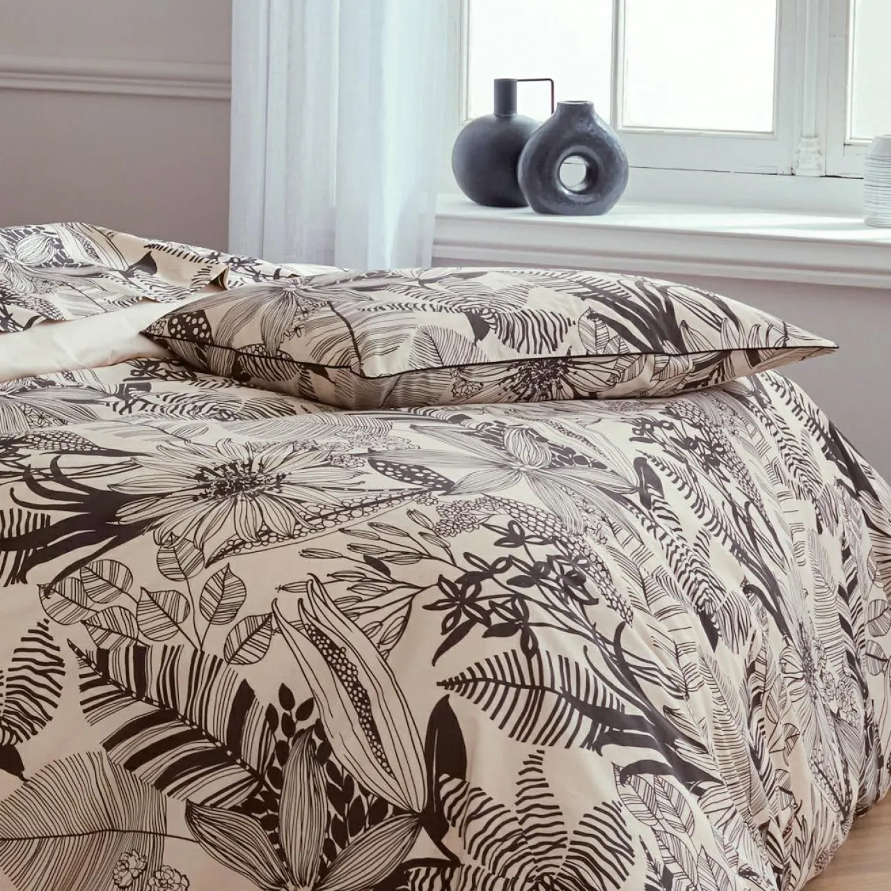 Taie D'Oreiller, Traversin|TRADILINGE Taie d'oreiller rectangulaire percale de coton (50 x 70 cm) Alba e Noir