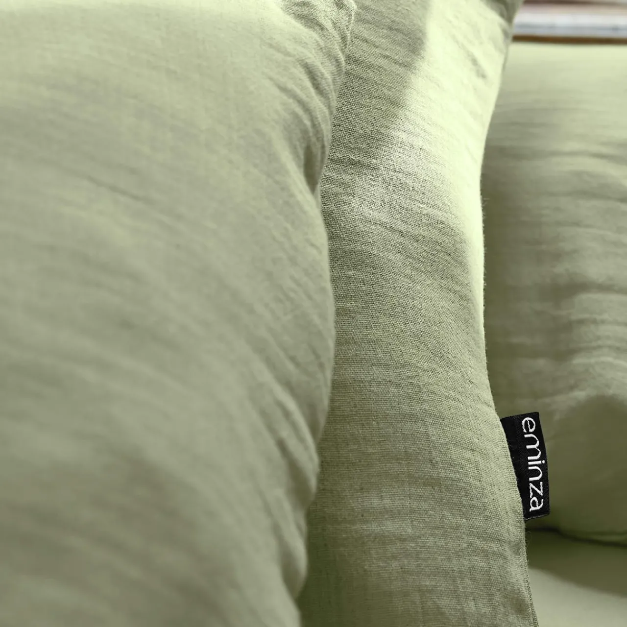 Taie D'Oreiller, Traversin|EMINZA Taie d'oreiller rectangulaire gaze de coton (50 x 80 cm) Gaïa Vert tilleul