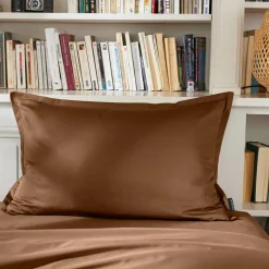 Taie D'Oreiller, Traversin|EMINZA Taie d'oreiller rectangulaire percale de coton (50 x 80 cm) Cali Marron Chocolat