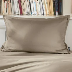Taie D'Oreiller, Traversin|EMINZA Taie d'oreiller rectangulaire percale de coton (50 x 70 cm) Cali Taupe
