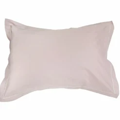 Taie D'Oreiller, Traversin|TRADI LINGE Taie d'oreiller rectangulaire coton Félicie ruban Rose clair