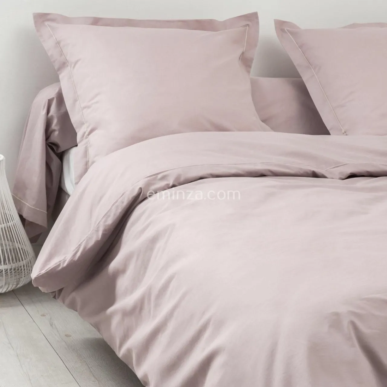 Taie D'Oreiller, Traversin|TRADI LINGE Taie d'oreiller rectangulaire coton Félicie ruban Rose clair