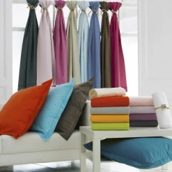 Taie D'Oreiller, Traversin|TRADI LINGE Taie d'oreiller rectangulaire coton Félicie ruban Rose clair