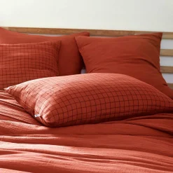 Taie D'Oreiller, Traversin|EMINZA Taie d'oreiller rectangulaire gaze de coton (50 x 70 cm) Gaïa Mix Terracotta