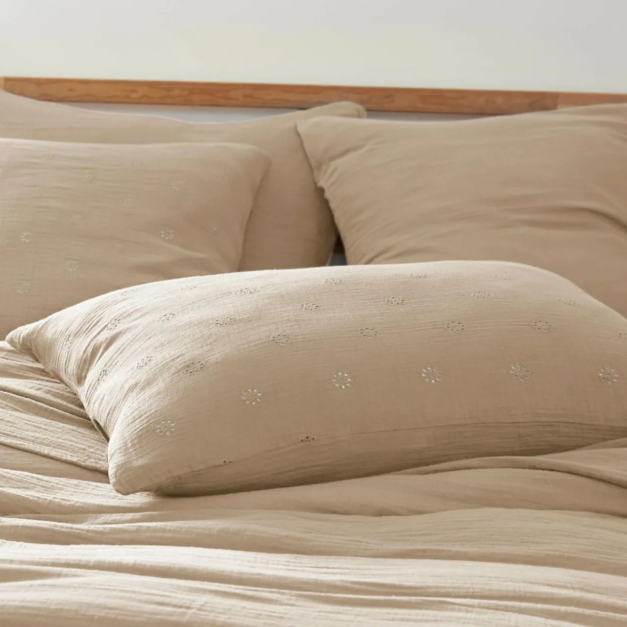 Taie D'Oreiller, Traversin|EMINZA Taie d'oreiller rectangulaire gaze de coton (50 x 70 cm) Gaïa Boho Ficelle