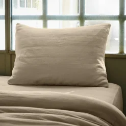 Taie D'Oreiller, Traversin|EMINZA Taie d'oreiller rectangulaire gaze de coton (50 x 80 cm) Gaïa Ficelle