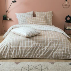 Taie D'Oreiller, Traversin|TRADILINGE Taie d'oreiller rectangulaire percale de coton (50 x 70 cm) Max Beige