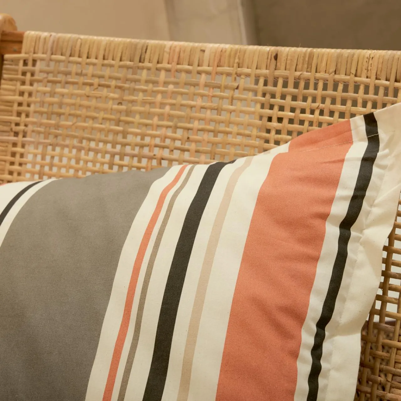 Taie D'Oreiller, Traversin|TRADI LINGE Taie d'oreiller rectangulaire coton lavé (50 x 70 cm) Hugo Corail Orange