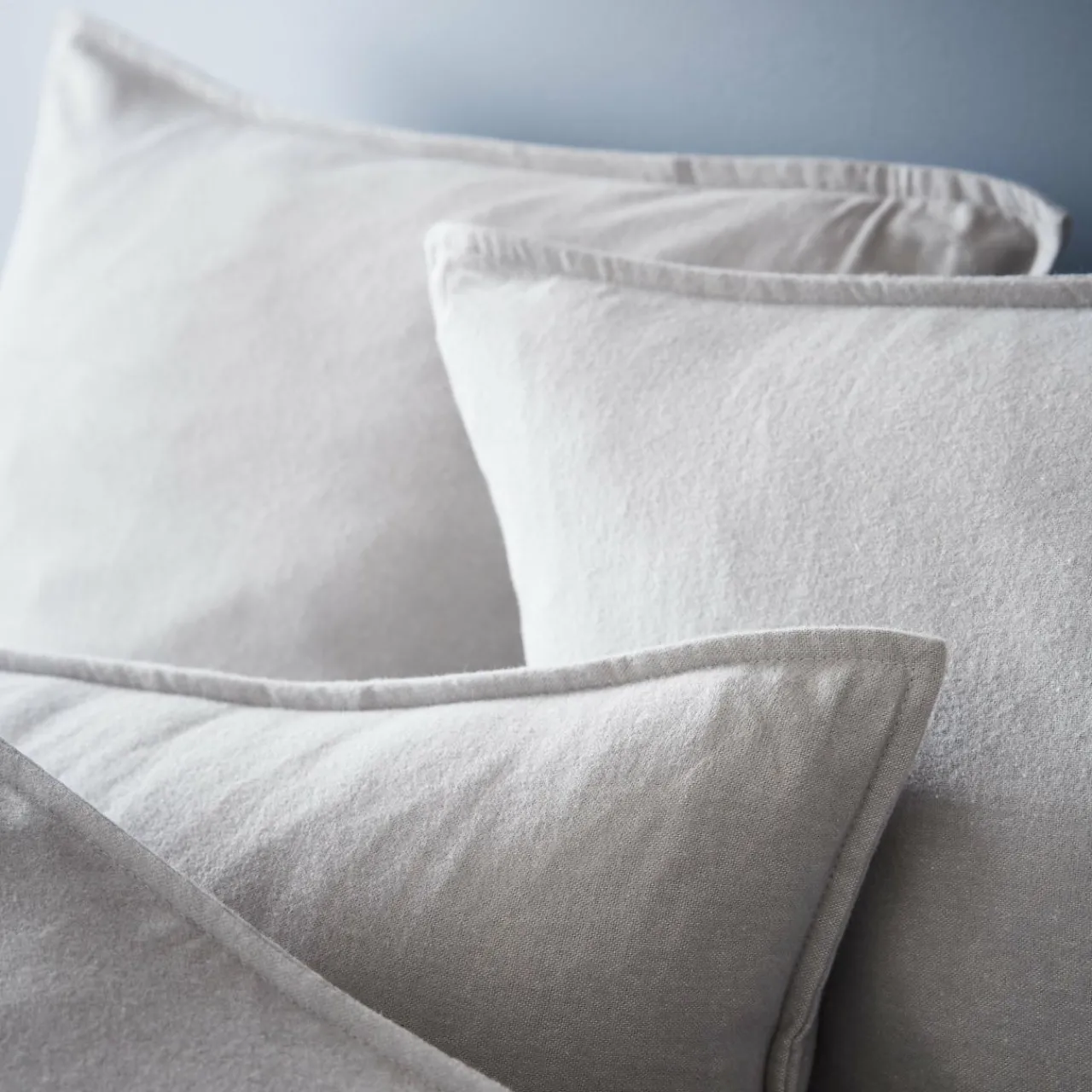 Taie D'Oreiller, Traversin|EMINZA Taie d'oreiller rectangulaire flanelle de coton (50 x 70 cm) Théa Gris clair