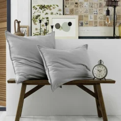 Taie D'Oreiller, Traversin|EMINZA Taie d'oreiller rectangulaire flanelle de coton (50 x 70 cm) Théa Gris clair